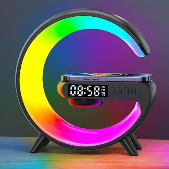 Multifunctional Bluetooth Speaker - Colorful Atmosphere Light, Wireless Charging and Clock, All-in-One Device